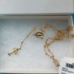 24k gold/Sterling Silver Rosary Necklace 20”